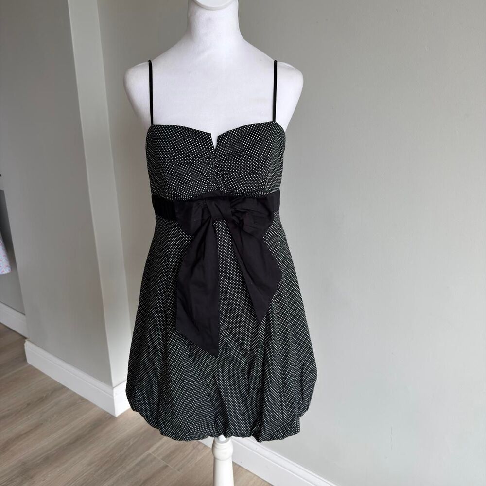 Jodi Kristopher Women's 11/12 Black & White Polka Dot Dress VTG Bubble Hem Y2K